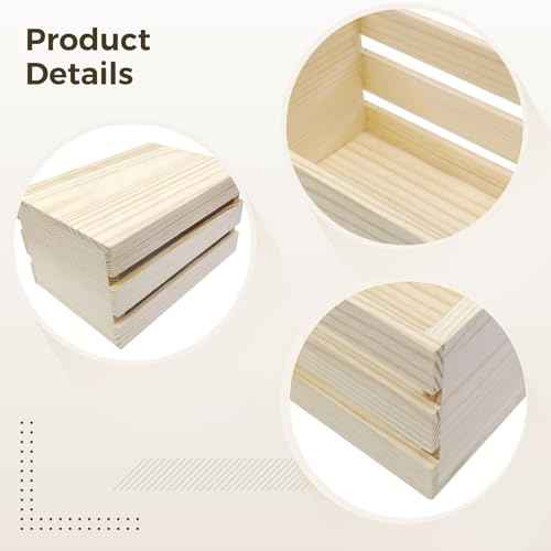 Homaisson 9 Pcs Mini Wooden Crates for Storage, Small Wooden Baskets for Crafts and Decor, Stacking Design, Open Storage, Natural Pine Wood, 4.9 x 3.5 x 2.8 Inches