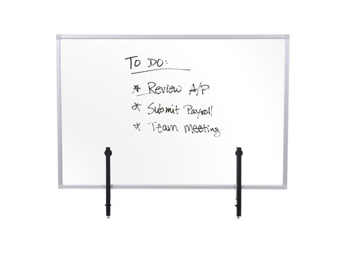 Mastervision Desktop Clamp On Clear Collaboration Panel & Divider, 24"x 36", Aluminum Framed Writable Glass Dry-Erase Surface, Collaborate to Display Notes and Ideas, Office & Home Use