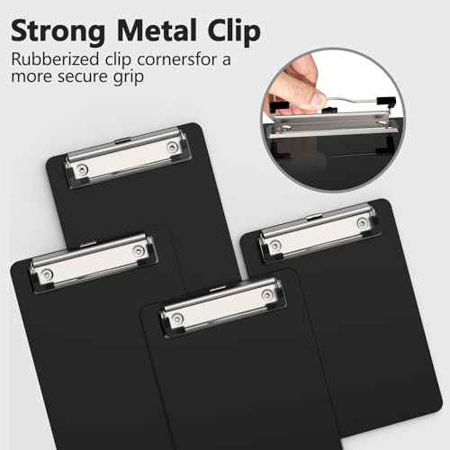 Mini Clipboard 50 Pack, 5 x 7 Plastic Small Black Clip Boards with Low Profile Clip, Memo Size for Classroom, Teacher, Students, School & Office Supplies