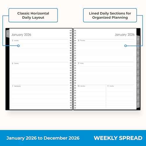 Blue Sky 2026 Weekly and Monthly Planner Calendar, January 2026 - December 2026, 8¡± x 10.875¡±, Flexible Cover, Laminated Tabs, Durable Twin Wire Binding, Dainian