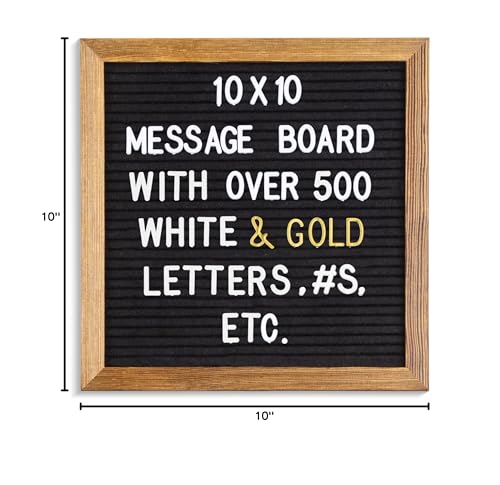Rustic Brown/Black 10x10 Real Wood Felt Letter Board with Changeable Messages