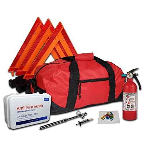 DOT OSHA Compliant Kit with 2lb 5BC Fire Extinguisher by Kidde Model FA5G and Tire Inspection Gauges