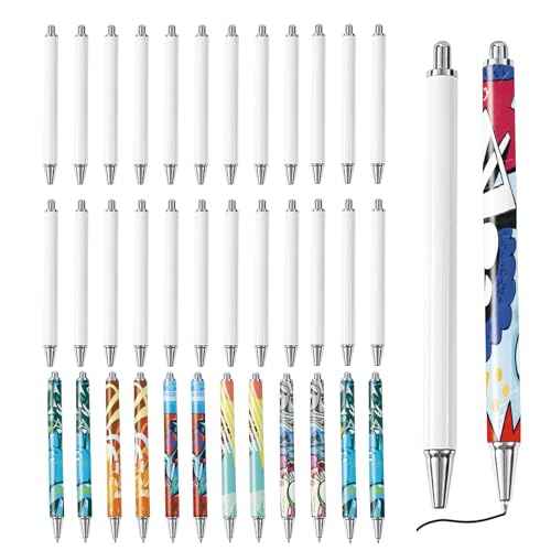 45 Pack Sublimation Pens Blank With Shrink Wrap, No Clip Heat Transfer Sublimation Ballpoint Pen, White Aluminum Personalized Customized Sublimation Pen for DIY Office School Stationery Supplies