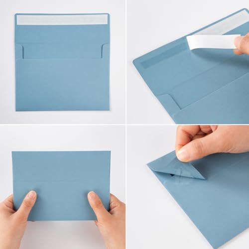 50 Pack 5 x 7 Envelopes Colored Self Seal for Wedding, Party Invitations, Greeting Cards, Announcements, Photos, 5.24 x 7.21 Inches (Dusty-Blue)