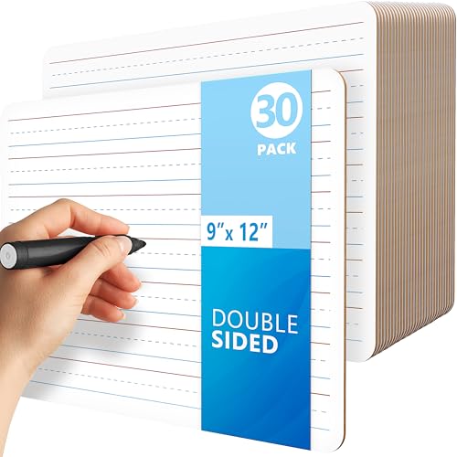 30 Pack 9x12 Lined Mini White Boards for Students - Double Sided White Board Lines - Classroom Whiteboards for Students Kids - Small Dry Erase Board with Lines - Personal Lined Whiteboard Dry Erase