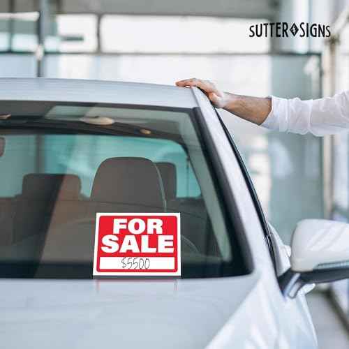 4pk For Sale Signs for Car, Vehicles, Boat, Trailer. Waterproof PVC Plastic, 12" x 9"