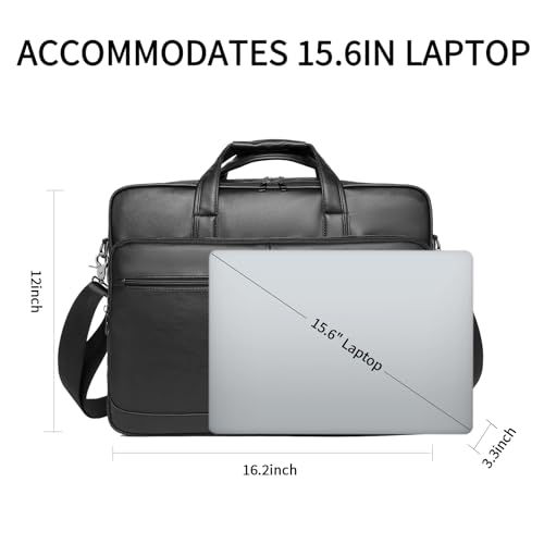 seyfocnia Men¡¯s Leather Messenger Bag, 15.6 Inch 17.3 Inch Laptop Briefcase Satchel Computer Shoulder Bag Business Handbag