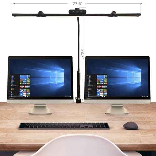 LED Desk Lamps for Home Office 24w LED Desk Light with Stepless Dimming Knob 2 Auxiliary Lights Adjustable Gooseneck Touch Control Clip on Office Lamp for Drafting Study Reading Eye Protection
