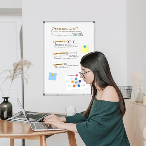 Double-Sided White Board Dry Erase, 20" x 30" Dry Erase Board for Wall with Silver Aluminium Frame, Magnetic Whiteboard for Office, Home, School, Kitchen