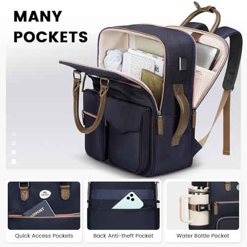 MATEIN Professional Backpack for Women, Slim Business Executive Work Backpack with USB-C Port & Accordion File Folder Fit 15.6 Inch Laptop, Water Resistant Personal Item Bag for Office Travel