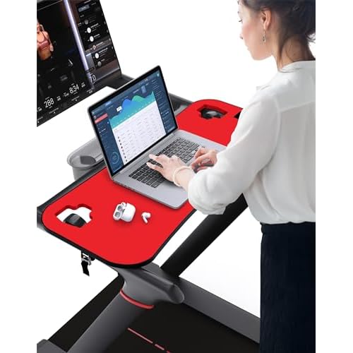Treadmill Desk Attachment, Tread Tray Accessories Laptop Stand with Tablet Holder and Edge Protector Compatible with Peleton,Treadmill Workstation for Home/Office Red
