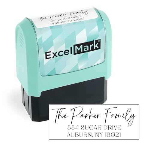 ExcelMark Address Stamp - Custom Return Address Stamp with Elegant Designs, Vibrant Colors & Patterns ? Perfect for Mail, Invitations & Gifts (Seafoam Mount, Santa Catalina)