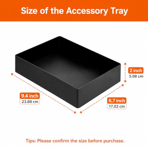 Amazon Basics Rectangular Plastic Desk Organizer 9.4 x 6.7 x 2 Inch Black