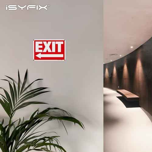 iSYFIX Exit Signs - 12 Pack 10x7 Inch Directional Left Arrow Signs, 40 mil Polystyrene Plastic, UV Laminated, Scratch & Fade Resistant, Waterproof - Ideal for Office, Theater, School, Business