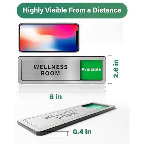Conference Room Office Door Signs Do Not Disturb, In Use/Available Slider Sign for Home Office Wellness Conference Vacant Occupied Privacy Sliding Door Sign£¬Brushed Silver