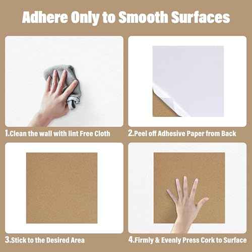 Cork Board Bulletin Board 12x12,1/2" Thick Cork Board Tiles 12 Pack, Self-Adhesive Small Square Pin Board for Walls, Corkboards for Office Home School Message/Vision Board Decoration.