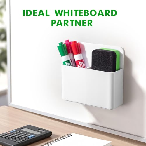 Banafich White Magnetic Pen Holder Cup for Whiteboards - Classroom Supplies, 2 Pack