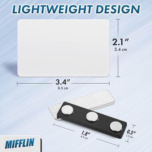 3x2" Blank Magnetic Name Tags, ID Badges with Magnet Back, 10 Pack, White