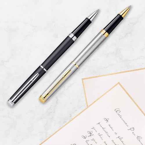 Waterman H?misph?re Rollerball Pen, Stainless Steel with Chrome Trim, Fine Point with Black Ink cartridge, Gift Box