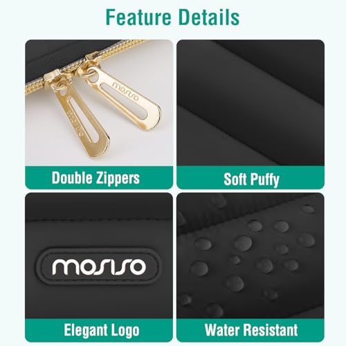 MOSISO 13.3 Inch Black Puffy Laptop Sleeve with Detachable Accessory Pouch