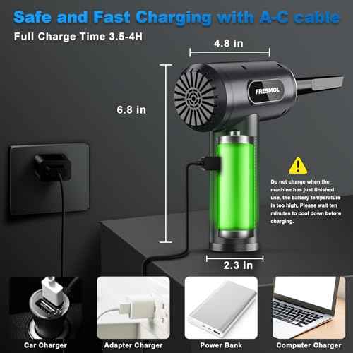 Compressed Air Duster-3 Gear Adjustable 100000RPM Electric Air Duster with LED Light, Rechargeable Cordless Air Blower for Keyboard Electric Devices Cleaning. Replaces Compressed Air Cans (Grey)