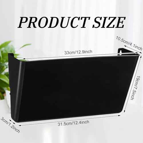 Colarr 8 Pcs Plastic Wall File Holder Organizer Single Pocket Wall Mount Hanging File Holder Storage with Screws Mail Organizer for Office Home Classroom(Black)