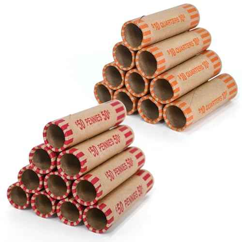L LIKED 144 PCS Preformed Coin Wrappers Rolls for Penny and Quarter, 72 Each Denomination