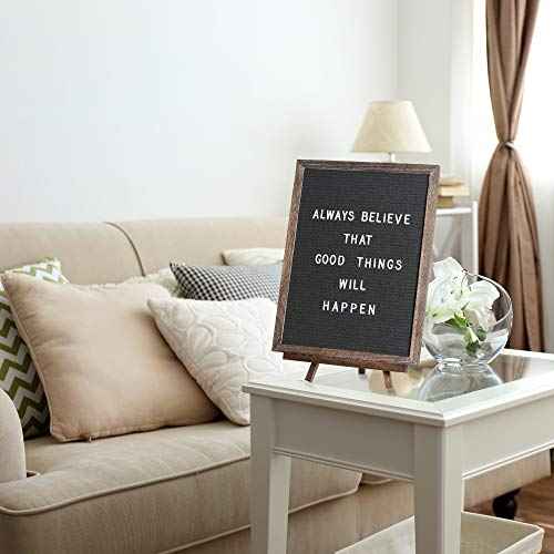 Felt Letter Board with Rustic Vintage Frame and Stand 12x16 inch,Grey Changeable Letter and Message Board Includes 792 Letters, Numbers and Symbols, Hook to Hang, 2 Canvas Bags