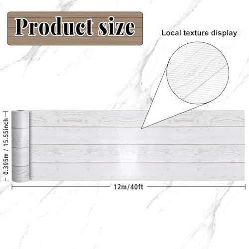 White Wood Bulletin Board Roll Reusable Waterproof Erasable Bulletin Board Fade Resistant Wrinkle Resistant Poster Non-Woven Fabric Bulletin Board Roll for Classroom Decor Wrap Crafts 15.55" x40ft