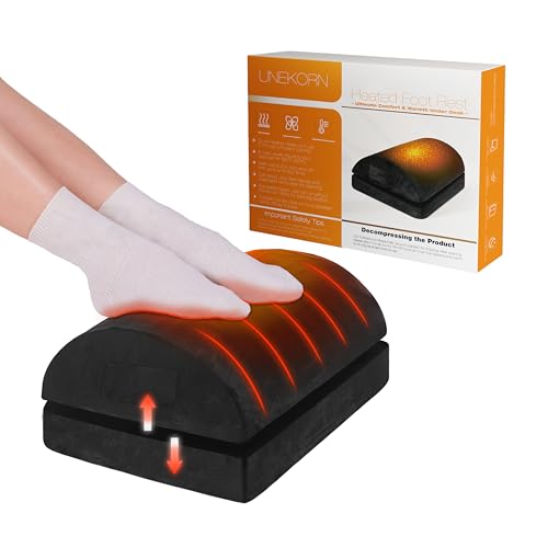 Heated Foot Rest for Under Desk at Work, Ergonomic Adjustable Footrest with 8 Heat Levels and Timer, Foot Warmer for Home Office or Gaming, Desk Foot Stool for Pain Relief, Comfort & Improve Posture