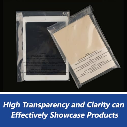 200 Pack 12x15 Inch Clear Poly Bags with Resealable Self-Sealing & Warning