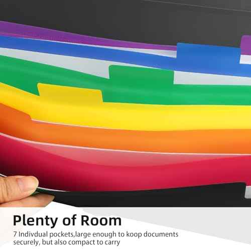 3 Pack 7 Pocket Accordian File Organizer, Expanding File Folder with Labels, Plastic Expandable File Folder for Documents Letter Size A4 Papers