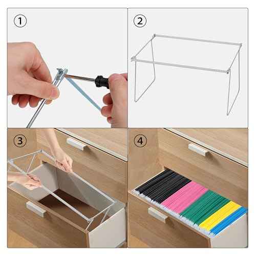 2 Packs Hanging File Folder Frame,Heavy Duty Steel Hanging File Organizer,File Cabinet Rails,Adjustable 11 to 17.4 Inches,Mountable