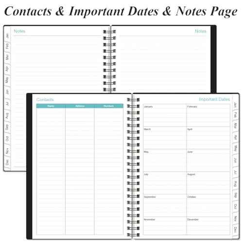 Planner 2026 - A5 Weekly & Monthly Planner Spiral Bound, January 2026 - December 2026, with Flexible Cover, Tabs, Inner Pocket, 6.4" x 8.5", Black
