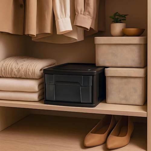 HOMZ 14.25in 1-Drawer Storage Cart - Black Frame, Smoke Drawer (2 Pack)