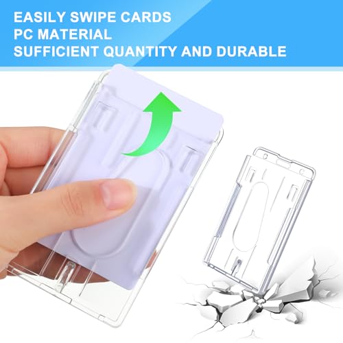 Patelai 100 Pcs Hard Plastic Badge Holder with Thumb Slot Dual Sided Clear Card Holder Badge Protector Vertical ID Holders for Badge Office School Driver's Licenses and Passes