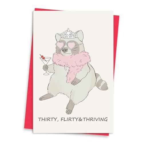 Funny 30th Birthday Card for Women, Thirty Bday Greeting Card, Happy 30th Birthday Decorations for Her, 30 Year Old Bday Gifts for Women