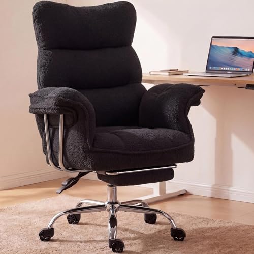 Dowinx Black Big & Tall Office Gaming Chair with Reclining Footrest & Thick Cushion