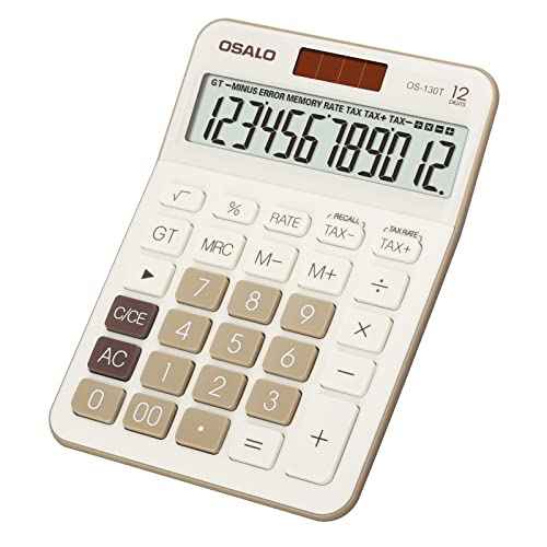 Pendancy 12 Digit Office Calculator Desktop with Tax+/- for Advanced Tax Calculation, Large LCD Display Big Buttons, Dual Power Durable Portable Design, for Financial Accounting Business Use