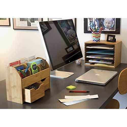 Lipper International 811 Bamboo Wood File Organizer with 4 Dividers, 12 3/4" x 9 1/4" x 9 1/2"