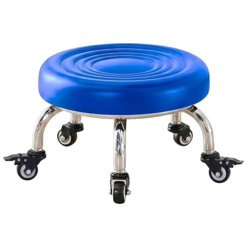Xnverom Blue Low Rolling Stool with 9-Inch Height – Kids Room, Closet & Household Chores Seat (1 count)