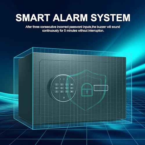 0.6 Cub Small Safe Box, Safety Box with Electronic Digital Keypad, Home Safe Box with Internal LED Light, Solid Alloy Steel Personal Safes for Home Office Hotel, Black