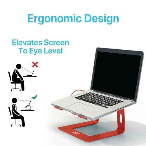 BLACK+DECKER Laptop Stand for Computer Desk, Ergonomic Laptop Stand for Desk, Lap top Riser Compatible with MacBook Notebook, Lap top Holder, Durable Aluminum Computer Riser Accessories, Coral Rose