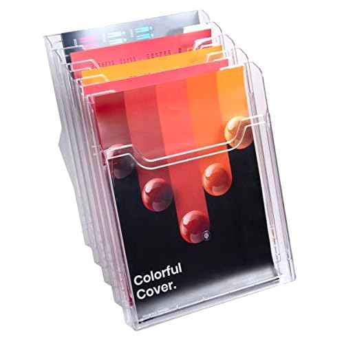 Exacompta - Ref 60258D - Desk Literature Holder - 345 x 238 x 259mm in Size, Suitable for A4 Portrait Documents, 5 Pockets, 26mm Pocket Depth - Transparent Clear