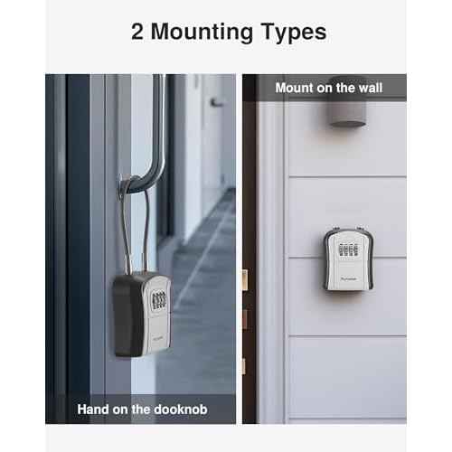 Puroma Lock Box, Portable Key Lock Box with Removable Cable Handle, Resettable Combination Lockbox Wall-Mounted Key Lockbox for House Key, Home, Office, Apartment Warehouse Key Storage (1 Pack, Grey)