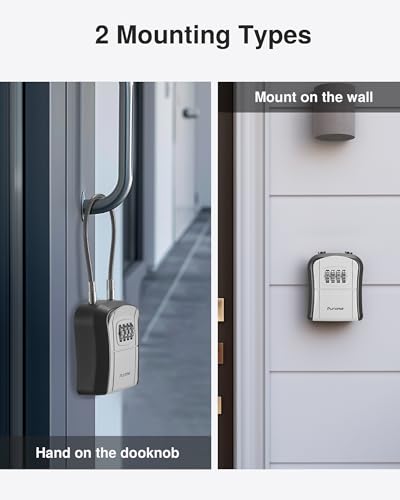 Puroma Lock Box Portable Key Box 4-Digit Resettable Code Wall Mount – 1 (Variant 1)