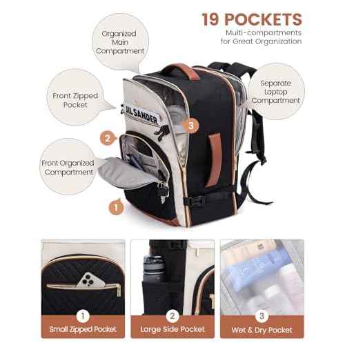 LOVEVOOK 40L Travel Backpack for Women & Men, TSA Personal Item Travel Bag Fits 18" Laptop with 3 Packing Cubes, Airline Approved Large Weekender Waterproof Carry on Backpack for Airplanes
