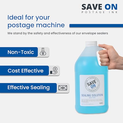 Save On Postage Pitney Bowes 608-0 E-Z Seal Sealing Solution 6 Pack - 1/2 Gallon for DM Mail Systems