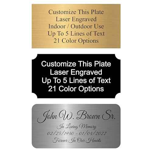 Engraved Name Plate, Personalized Name Plaque - 2x4, 2x6, 2x8, 3x6-21 Colors, 3Corner Styles, 17 Fonts Styles, Name Plates for URN, Trophy, Picture Frame, Memorial Sign - 1 Tag