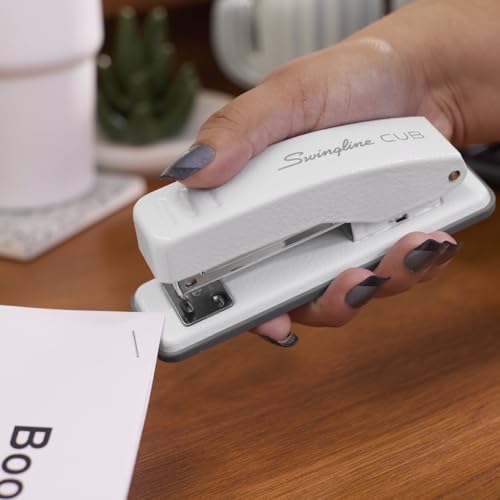 Swingline Cub Compact Desktop Stapler - White, 20 Sheet Capacity, Jam-Free, Metal